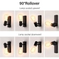Miniatyrbild 3 av 5: Svart vägglampa 350 grader vridbar svart metall vägglampa sovrum sänglampa hotellväg trappa vägglampa, för inomhus
