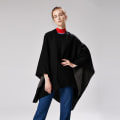 Miniatyrbillede 5 af 5: Solid Cashmere Wide Slid Cape, Warm Mono Cape, Plain Cape black and gray