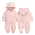 Miniatyrbillede 2 af 5: Baby fleece jumpsuit hættedragt snedragt langærmet jakkesæt pink