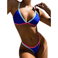Miniatyrbillede 1 af 4: kvinders Color Block Badedragt Bikini Sæt String Sommer Strand Badedragt Badetøj Blue L