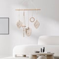 Pikkukuva 4 / 5: Macrame Tapestry Boho Woven Beige Leave Design Makrameen ripustettava sisustus lastenhuoneeseen
