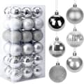 Julkulor, 36 stycken 4 cm julkulor, stora julhängande kulor, fest bröllop semesterprydnader, silver