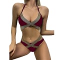 Pikkukuva 1 / 4: Naisten push-up-rintaliivit + lyhyt bikinisetti , uimapuku, uimapuku Wine Red L