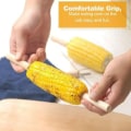 Miniatyrbilde 5 av 5: Sett med 10 fruktgafler 3 maisspyd spisse maisspyd med rustsikkert trehåndtak - 10 * 1,5 cm
