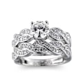 Miniatyrbillede 5 af 5: 2 stk/sæt Udsøgte Glat Overflade Bryllupsbånd Kobber Twist Cubic Zirconia Lover Ringe Charmsmykker US 8
