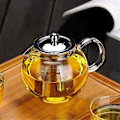 Miniatyrbillede 1 af 5: Tekande af glas med aftagelig infuser, sikker kedel, blomstrende og løse blade temaskinesæt