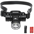 Miniatyrbilde 1 av 5: Superlys hodelykt for dykking LED høyeffekt oppladbar lommelykt 2000 lumen 3 moduser og 90° rotasjon (svart) -