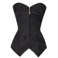 Miniatyrbild 5 av 5: Bustier Korsett Pennskjol Klänning Kostym Sexig Svart Pinstripe Korselett Overbust Kontor Dam Snörning Kostym Plus Siz Zip Korsetter M
