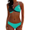 Miniatyrbild 1 av 2: kvinnor Bikini Set Vadderad BH Push Up Baddräkt Baddräkt Halter Badkläder Strandkläder Dark Grey Sky Blue XL