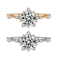 Miniatyrbild 2 av 4: Kvinnor Shining Zircon Snowflake Open-end Ring Retro Circlet Smycken Par Present Rose Gold