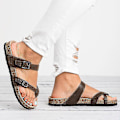 Miniatyrbilde 2 av 3: Dame Gladiator Sandaler Flip Flops Flat Beach Shoes Brown 43