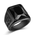 Miniatyrbillede 1 af 5: Vintage Mænd Faux Gemstone Tungsten Maple Craved Finger Band Ring smykker gave Black US 10