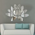 Miniatyrbillede 5 af 5: 1 stk Lotus Wall Sticker Spejl Akryl Flower Peel and Stick Wall Decals Wall Stickers Murals for Soveværelse Badeværelse Stue Sølv