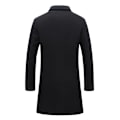 Miniatyrbillede 5 af 5: Mænd mellemlang uldfrakke Solid revers Mode Slim Fit Overfrakke L Black