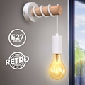Miniatyrbillede 2 af 5: væglampe, industrielt retrodesign, træ & metal, stue- og soveværelsesbelysning, E27 fatning, til 10W max LED-pære, hvid,