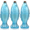 3-pack fiskglasflaskor med korkproppar - dekorativa karaffer för hem- och bardekor