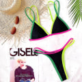 Miniatyrbild 2 av 4: dam Color Block Baddräkt Bikini Set String sommar Beach Baddräkt Badkläder Black L