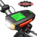 Miniatyrbillede 1 af 5: Cykellygte, USB genopladeligt cykellys med speedometer Cykelcomputer LED-cykellygte foran og bag kraftigt lys til MT