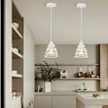 Miniatyrbilde 3 av 4: Moderne E27 Metal Spring Pendel Lysekrone for Stue Soverom Home Decor Belysning Pendel Lampe Hvit - Hvit