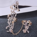Miniatyrbilde 4 av 5: Dame Ring Dobbel Full Finger Rose Ett stykke Punk Sparkling Knuckle Armor Ring For Cosplay Golden