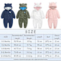 Miniatyrbillede 5 af 5: Baby fleece jumpsuit hættedragt snedragt langærmet jakkesæt White