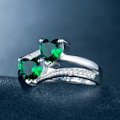 Miniatyrbilde 3 av 5: Kvinner Ring Dobbel Hjerte Glitrende Cubic Zirconia Mote Utseende Finger Band For Party Multicolor US 9