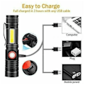 Pikkukuva 5 / 5: Taskulamppu LED-taskulamppu USB -ladattava Tehokas sotilaallinen COB-lamppu Kannettava zoomattava taskulamppu autotallityöpajaan Campin