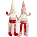 Pikkukuva 5 / 5: Set 2 käsintehtyä joulutonttikoristetta Pehmo pitkillä jaloilla Buffalo Plaid ruotsalainen Tomte Söpö ruudullinen skandinaavinen