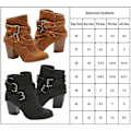 Miniatyrbillede 2 af 2: Kvinder spænde ankelstøvler Mid Block Heel Booties Sko Khaki 38