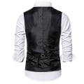 Miniatyrbild 3 av 4: Enkelknäppt väst för män Slim Fit formell print väst S Black