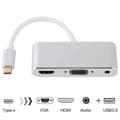 Pikkukuva 1 / 4: USB 2.0 + ääniliitäntä + VGA + HDMI - USB-C / Type-C HUB-adapteri (hopea) Silver