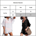 Miniatyrbillede 4 af 4: kvinder Bikini Cover Up Plain Kaftan Mini Smock Dress V-hals Beachwear Badetøj White