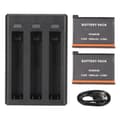Insta 360 X3 3-slots batterioplader med Type C-kabel og udskiftningsbatterier