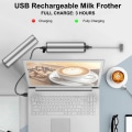 Miniatyrbilde 4 av 5: Elektrisk melkeskummer, USB-ladbare melkeskummer og minipisk med dobbel pisk, rustfritt stålpisk for kaffe