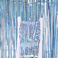 Miniatyrbillede 1 af 4: 2 Stk 1mx1m Laser Regngardin Fødselsdagsdekoration Bryllupsfest Baggrund LightBlue 1m*2m