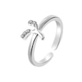 Miniatyrbillede 1 af 4: Mode Simple 26 Letter Rhinestone indlagt åbning Finger Ring Lady smykker gave Silver Y