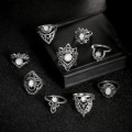 Pikkukuva 2 / 4: 9kpl/ set Retro Naisten Ontot Kukka Keinotekoinen Jalokivi Knuckle Midi Pinoamissormukset Set