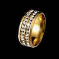 Miniatyrbild 4 av 5: Ring bred bredd Fadeless titan stål dubbla rader strass unisex smycken för bröllopsfest Golden US 8