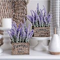 Miniatyrbilde 5 av 5: Kunstig blomst simulering lavendel simulering grønn plante (10 stk lavendel-lilla flokk),