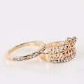 Miniatyrbillede 5 af 5: 2 stk Kvinder Mode Krone Tiara Ring Indlagt Fuldt Rhinestone Legering smykker Gave Silver CN18