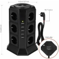 Pikkukuva 4 / 5: EU musta USB :lla EU 12 bit 3 kerrosta 5 USB porttia Ylikuormitus- ja ylijännitesuoja,