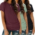 Dam 3-pack T-shirts Basic Kortärmade Tröjor Rund Hals Mode Toppar Lös Passform Lättvikt Casual Sommarkläder 2024