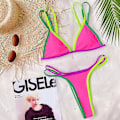 Miniatyrbillede 3 af 3: kvinders Color Block Badedragt Bikini Sæt String Sommer Strand Badedragt Badetøj Red S