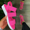 Miniatyrbillede 1 af 2: Kvinder ankelrem flade sandaler Beach Peep Toe sko Red 43