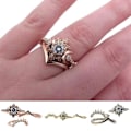 Miniatyrbillede 4 af 5: 3 stk Kvinder Ringe Måne Sol stabelbare smykker Boheme Langtidsholdbare Fingerringe Til Dating Rose Gold US 9