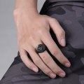 Miniatyrbilde 5 av 5: Viking Herre Fingerring Rustfritt Stål Amulettring Trekant Odin Vegvisir Ringer Nordic Talisman Biker Smykker For Menn Black