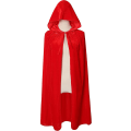 Miniatyrbilde 3 av 4: Kappe med fløyelshette Unisex Wizard Halloween Christmas Cosplay red 110cm