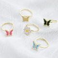 Miniatyrbilde 5 av 5: Dame Ring Sommerfugl Justerbar Åpning Smykker Roterbar Krysantemum Finger Ring For Bryllup C