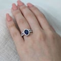 Miniatyrbilde 4 av 5: Kvinner Faux Sapphire Sølvbelagt Finger Ring Bride Bryllupssmykker Dekor Gift US 8