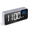 Miniatyrbild 1 av 5: LATEC digital väckarklocka, LED-väckarklocka med snooze-funktion, USB portar för laddning (silver)